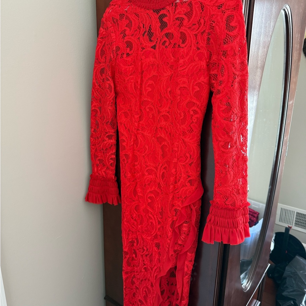 Elegant Red Lace Dress